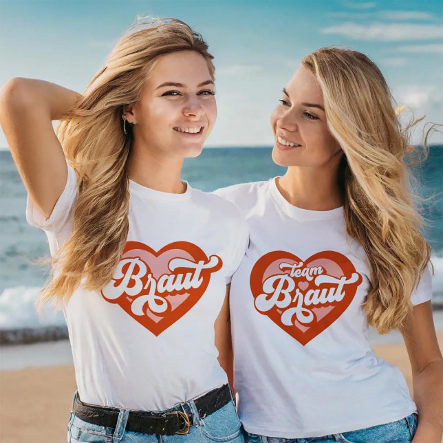 Camiseta Braut Und Team Braut Bachelorette Retro Herz (Subido por el creador)