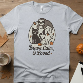 Camiseta Brave, Calm & Loved — Cute Animal Trio Halloween