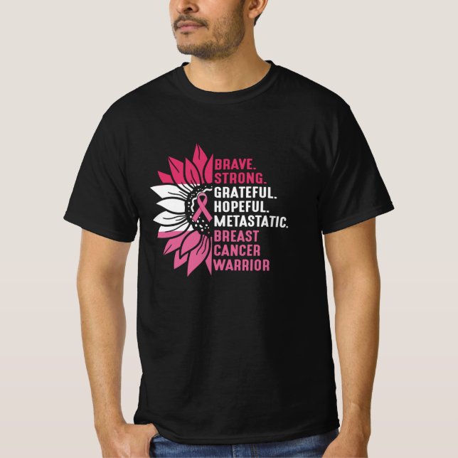 Camiseta Brave Strong Grateful Breast Cancer Awareness (Anverso)