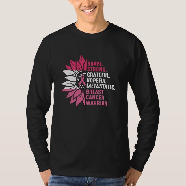 Camiseta Brave Strong Grateful Breast Cancer Awareness (Anverso)