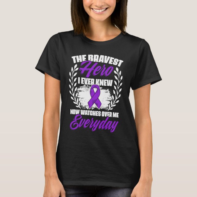Camiseta Bravest Hero Ever Knew  Lupus Purple Ribbon Lupus  (Anverso)