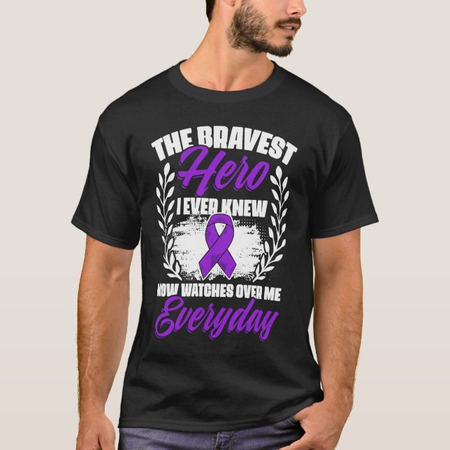 Camiseta Bravest Hero Ever Knew  Lupus Purple Ribbon Lupus  (Anverso)