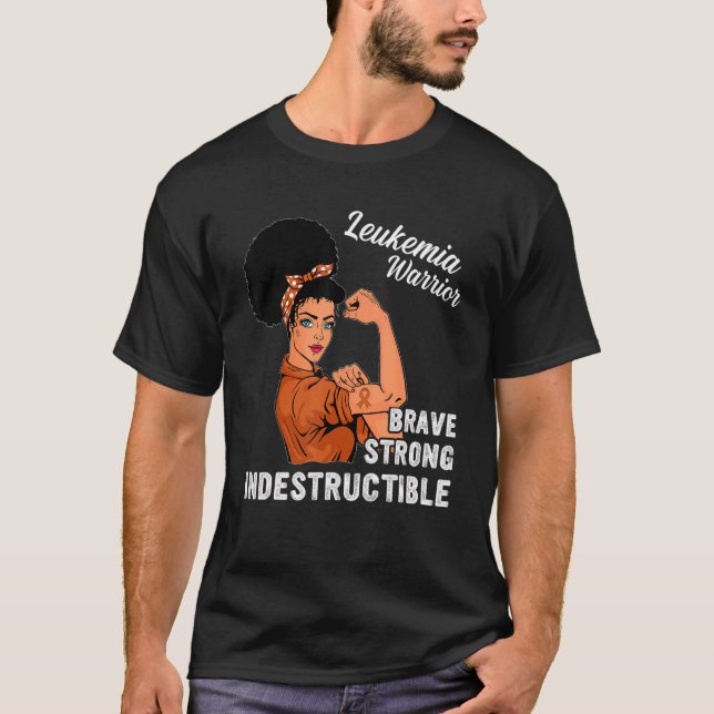 Camiseta Bravo por la leucemia fuerte Conciencia de la muje (Anverso)