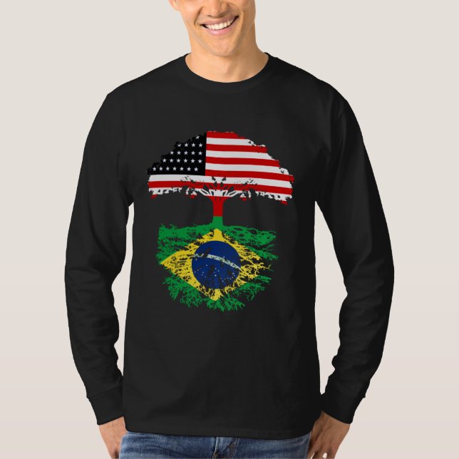 Camiseta Brazil Brasil Roots American Grown  For Men Women  (Anverso)