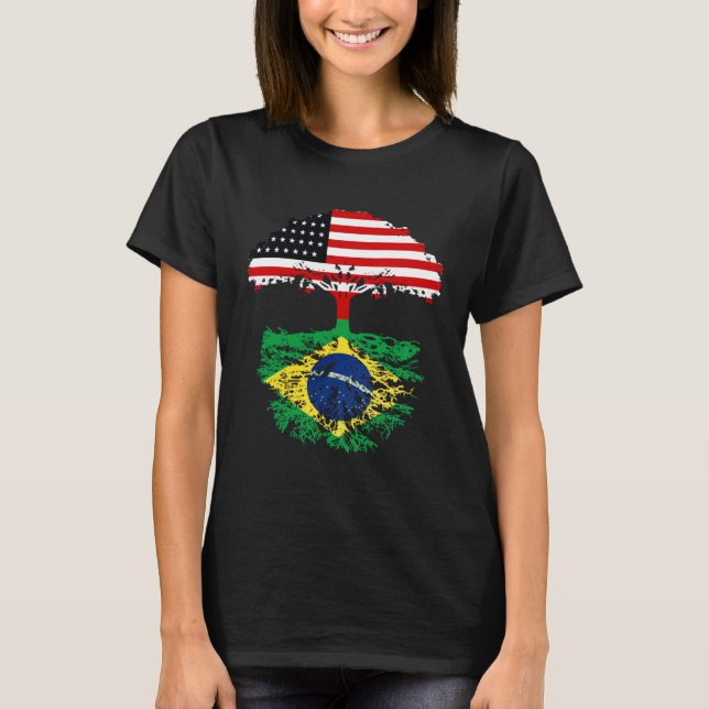 Camiseta Brazil Brasil Roots American Grown  For Men Women  (Anverso)