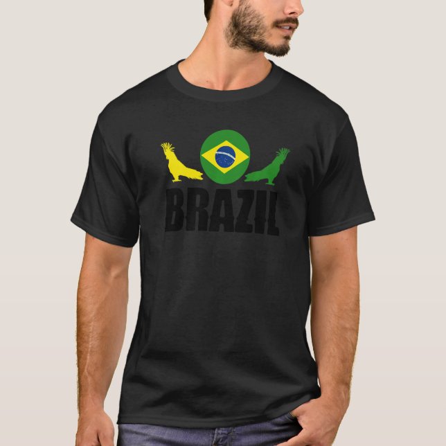 Camiseta Brazil Brazilian Brazil Flag National Animal Silho (Anverso)