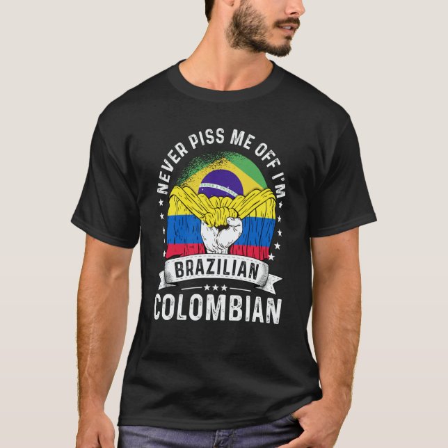 Camiseta Brazil Flag Colombia Grown  Humor Citizen Pride (Anverso)