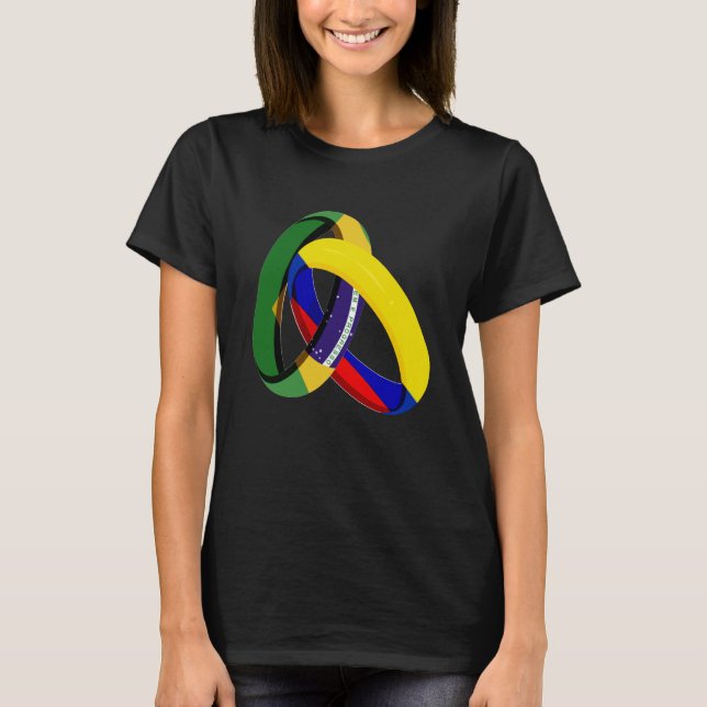 Camiseta Brazil Flag Colombia Grown Ring Marriage Wedding (Anverso)