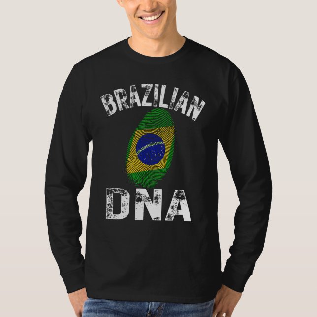 Camiseta Brazil Flag Fingerprint Brazilian DNA Soccer Footb (Anverso)