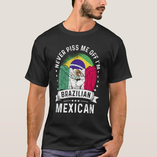 Camiseta Brazil Flag Mexico Grown  Humor Citizen Pride (Anverso)