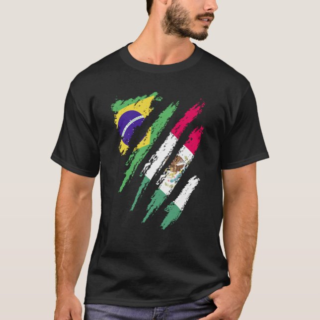 Camiseta Brazil Flag Mexico Grown Patriot Country Stripes (Anverso)