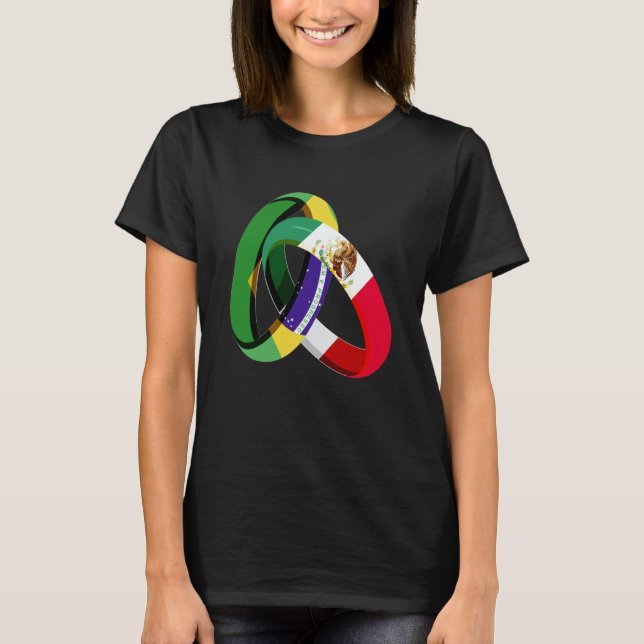 Camiseta Brazil Flag Mexico Grown Ring Marriage Wedding (Anverso)
