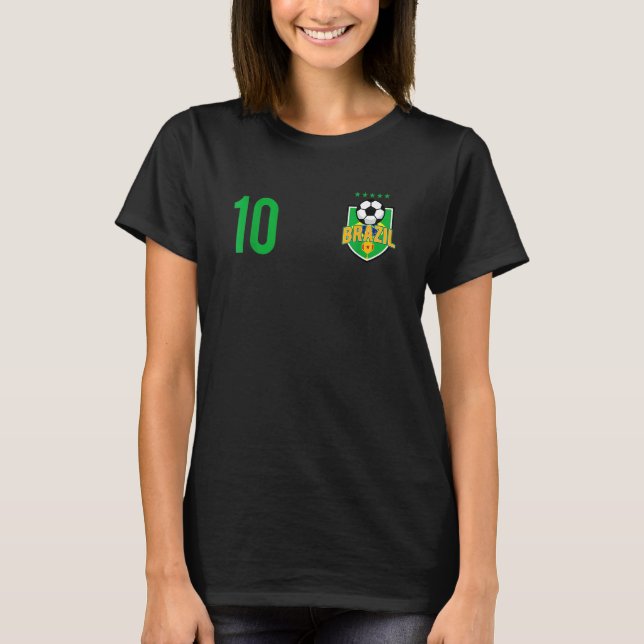 Camiseta Brazil Flag Soccer Ball Brazilian Football Number  (Anverso)