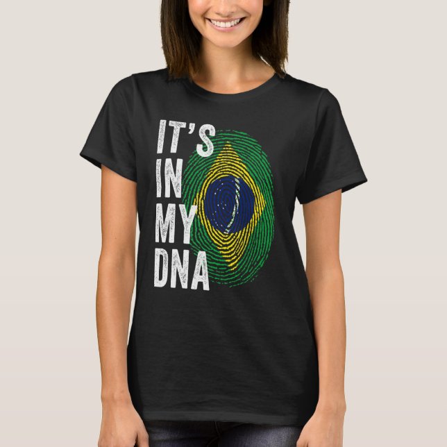 Camiseta Brazil It's In My DNA Brazilian Fingerprint Brazil (Anverso)
