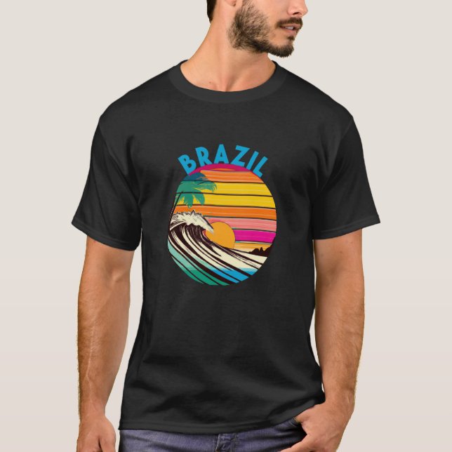 Camiseta Brazil Retro 1980s Style Brazilian Beach (Anverso)