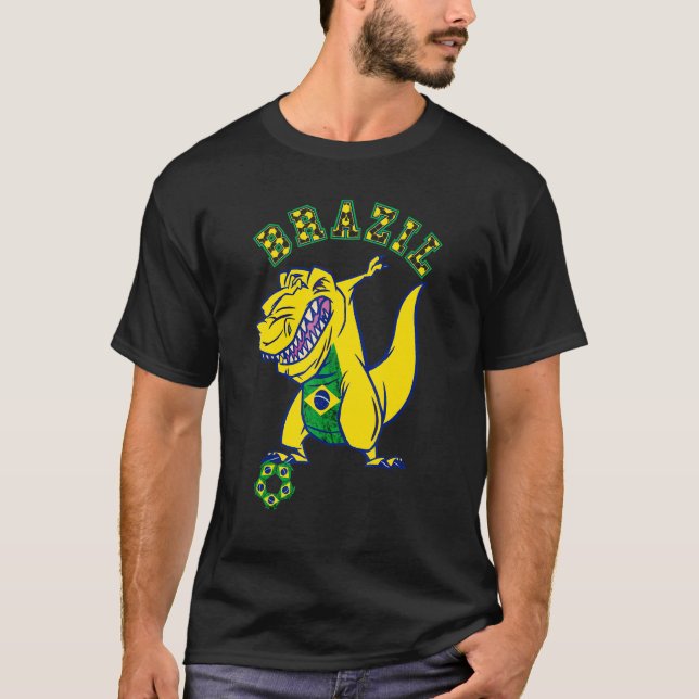 Camiseta Brazil Rex Dino Brazilian Soccer Player Brazilian  (Anverso)