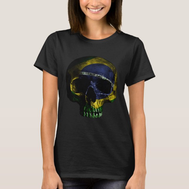 Camiseta Brazil Skull MMA Brazilian Jiu Jitsu BJJ (Anverso)