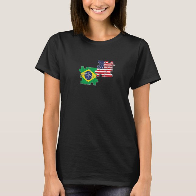 Camiseta Brazil USA Brazilian American Flag   (Anverso)
