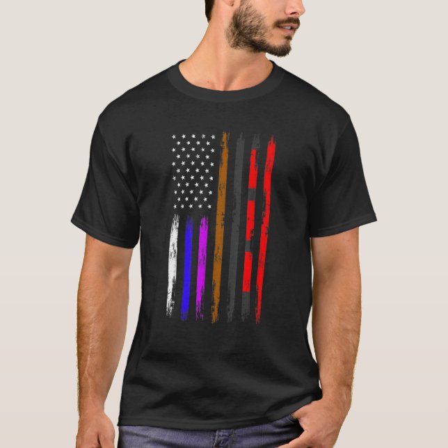 Camiseta Brazilian American Jiu Jitsu Fighter Vertical Flag (Anverso)