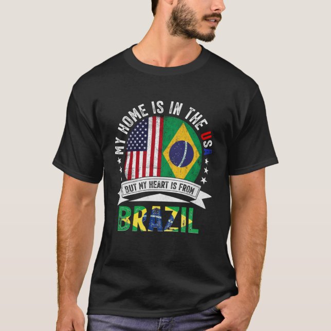 Camiseta Brazilian American Patriot Heart is from Brazil Fl (Anverso)