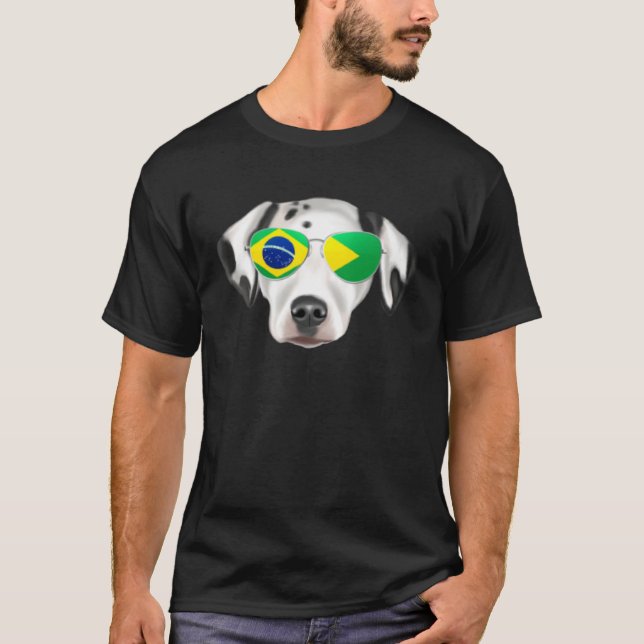 Camiseta Brazilian Flag Dalmatian Dog Brazil Pocket (Anverso)