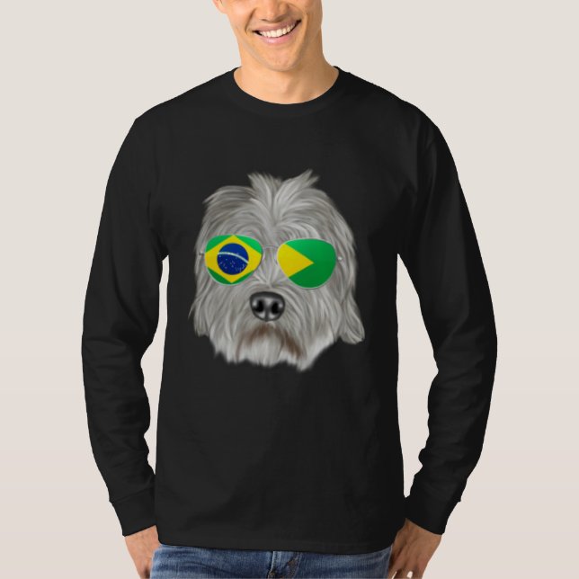 Camiseta Brazilian Flag Dandie Dinmont Terrier Dog Brazil P (Anverso)