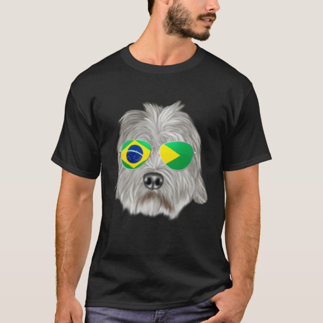 Camiseta Brazilian Flag Dandie Dinmont Terrier Dog Brazil P (Anverso)
