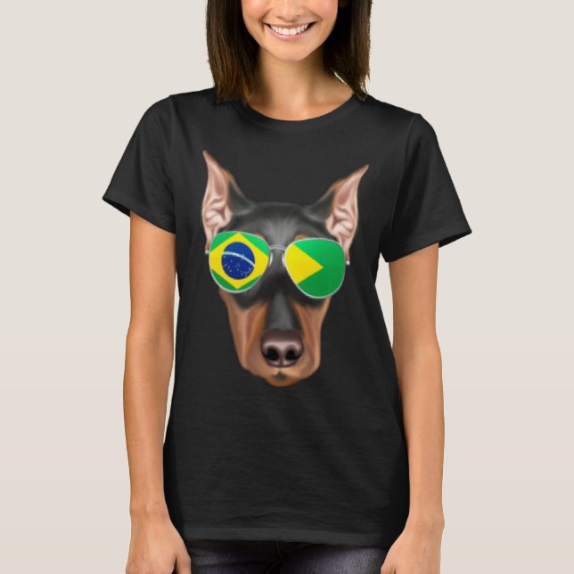 Camiseta Brazilian Flag German Pinscher Dog Brazil Pocket (Anverso)