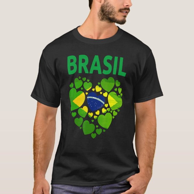 Camiseta Brazilian Flag Heart Idea For Women & Brazil Flag  (Anverso)