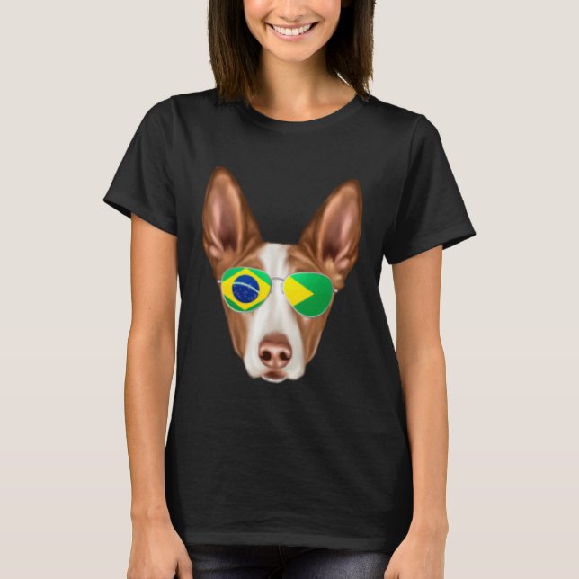 Camiseta Brazilian Flag Ibizan Hound Dog Brazil Pocket (Anverso)