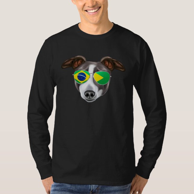 Camiseta Brazilian Flag Italian Greyhound Dog Brazil Pocket (Anverso)