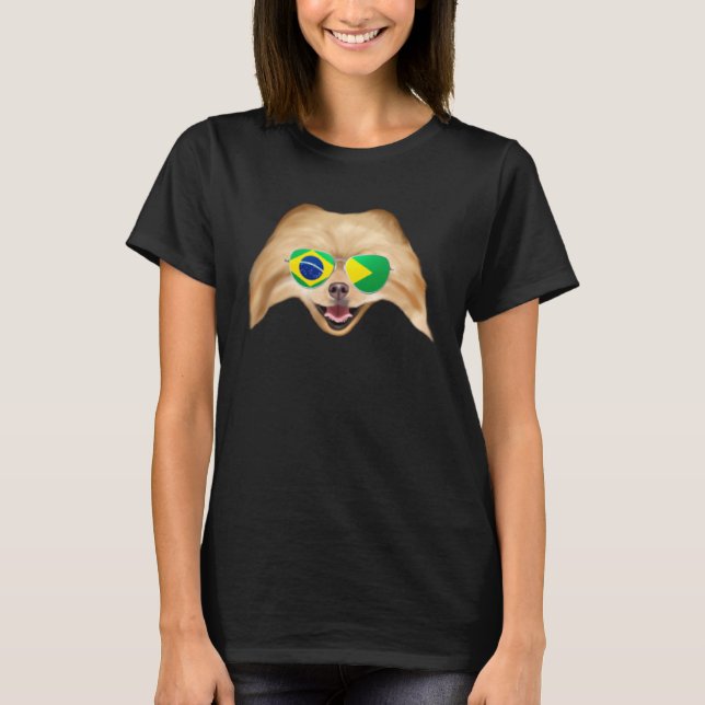 Camiseta Brazilian Flag Pomeranian Dog Brazil Pocket (Anverso)