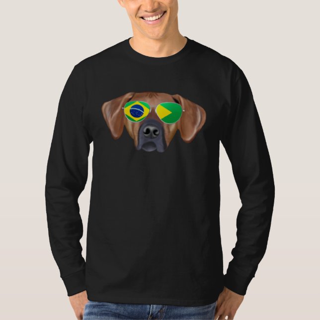 Camiseta Brazilian Flag Rhodesian Ridgeback Dog Brazil Pock (Anverso)