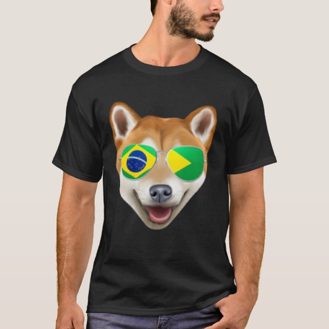 Camiseta Brazilian Flag Shiba Inu Dog Brazil Pocket (Anverso)