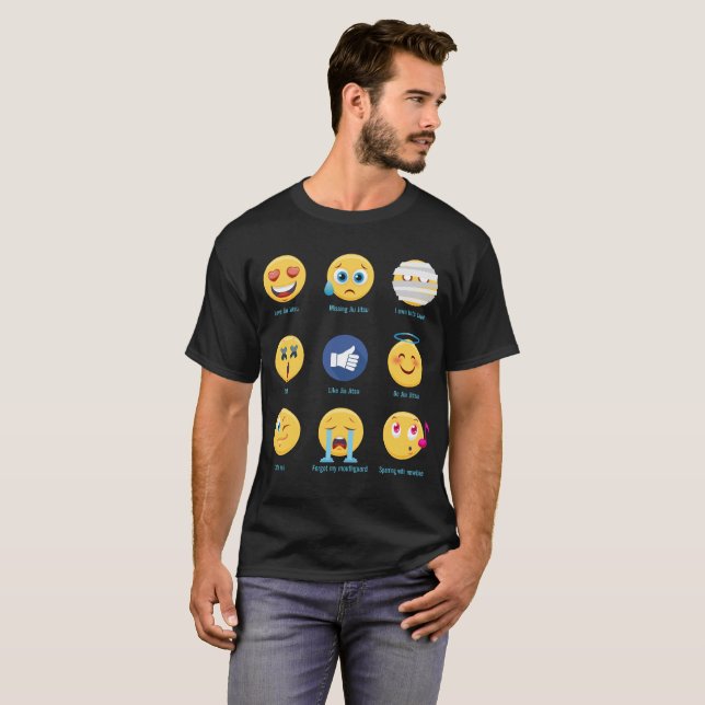Camiseta Brazillian Jiu-jitsu 9 Emoticons de la emoji de (Anverso completo)