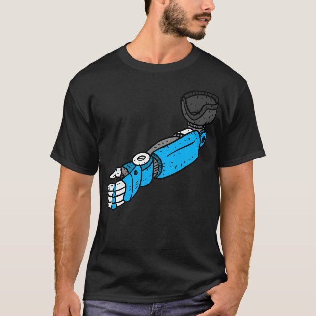 Camiseta Brazo Estético Robot. Mano Robótica. (Anverso)