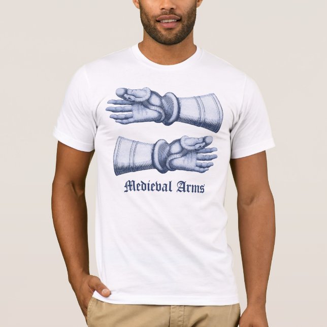 Camiseta Brazos y armadura medievales - manos en (Anverso)