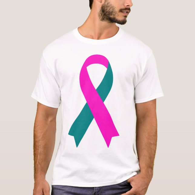 Camiseta BRCA 1 y 2 Cinta rosa y Verde azulada de  (Anverso)