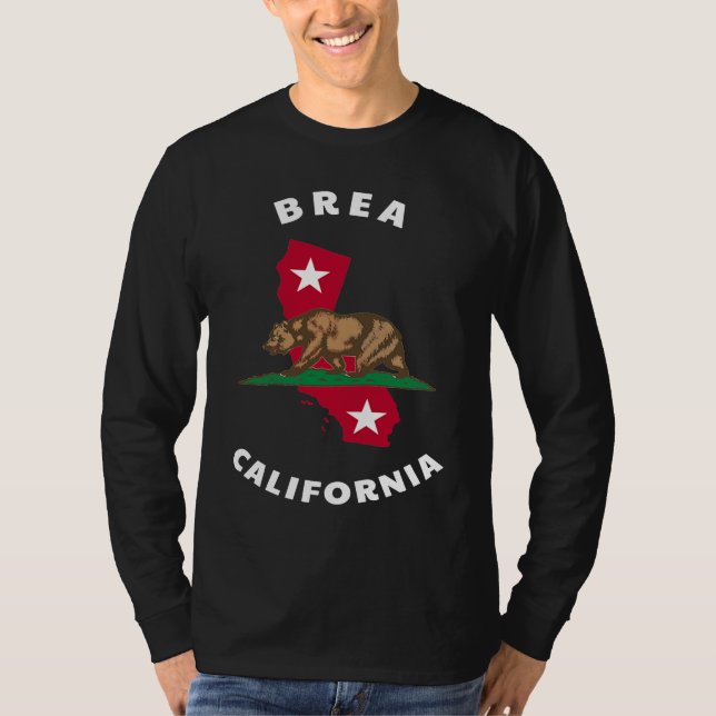 Camiseta Brea California CA Flag and Bear Badge Souvenir (Anverso)