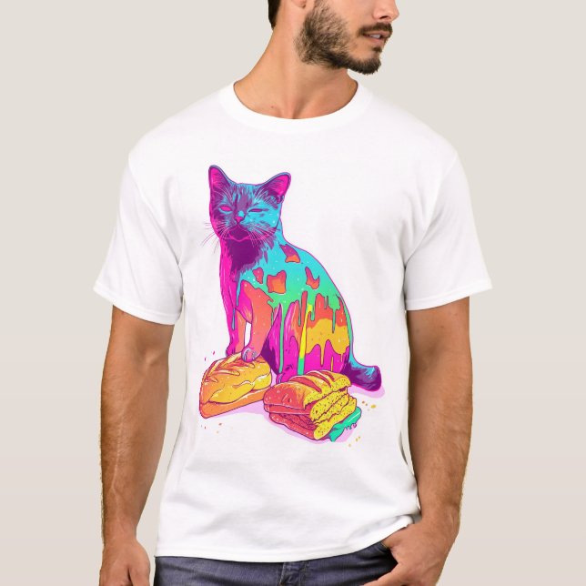 Camiseta Bread Meowphosis – Glitchy Funny Cat Meme (Anverso)