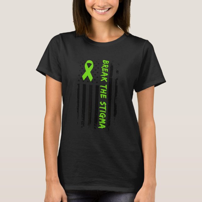 Camiseta Break The Stigma  Green Mental Health Awareness (Anverso)