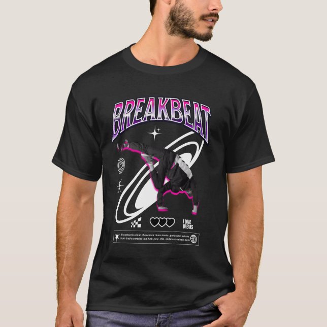 Camiseta BREAKBEAT Breakdance Estilo Blanco (Anverso)