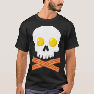 Camiseta Breakfast Skull  Egg and Bacon Skull Crossbones