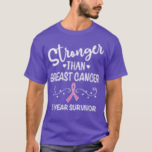 Camiseta Breast Cancer 5 Year Survivor Pink Ribbon Awarenes