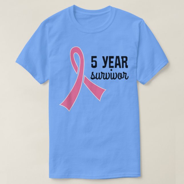 Camiseta Breast Cancer 5 Year Survivor  Pink Ribbon Tee  (Diseño del anverso)