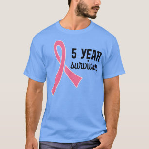 Camiseta Breast Cancer 5 Year Survivor Pink Ribbon Tee