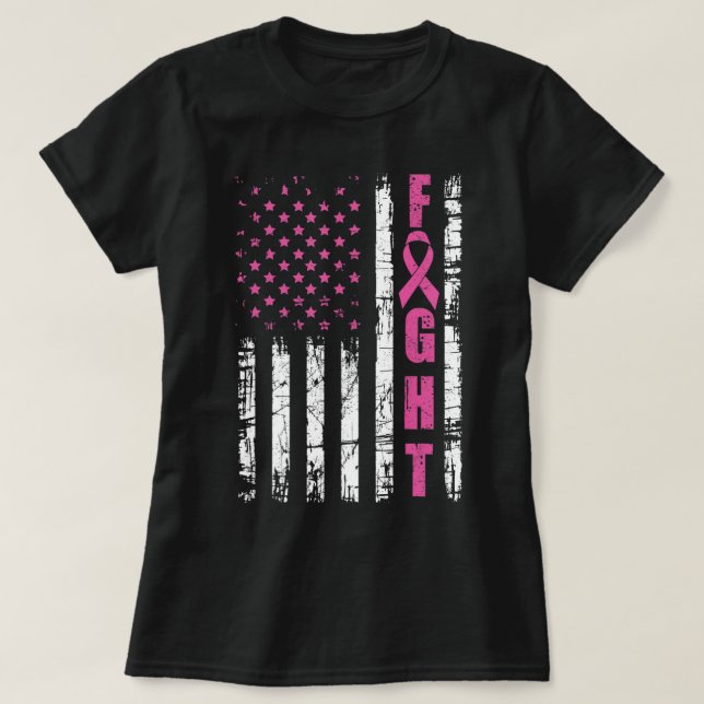 Camiseta Breast Cancer Awareness American Flag Fight Pink R (Diseño del anverso)