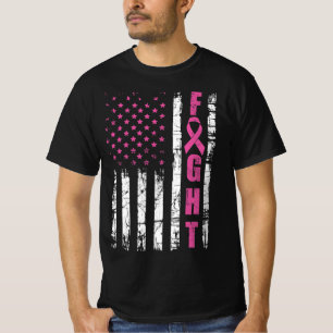 Camiseta Breast Cancer Awareness American Flag Fight Pink R