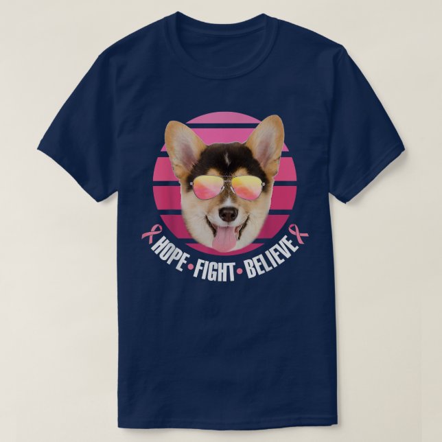 Camiseta Breast Cancer Awareness Corgi Dog Pink Ribbon Hope (Diseño del anverso)