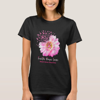 Camiseta Breast Cancer Awareness Faith Hope Love Daisy